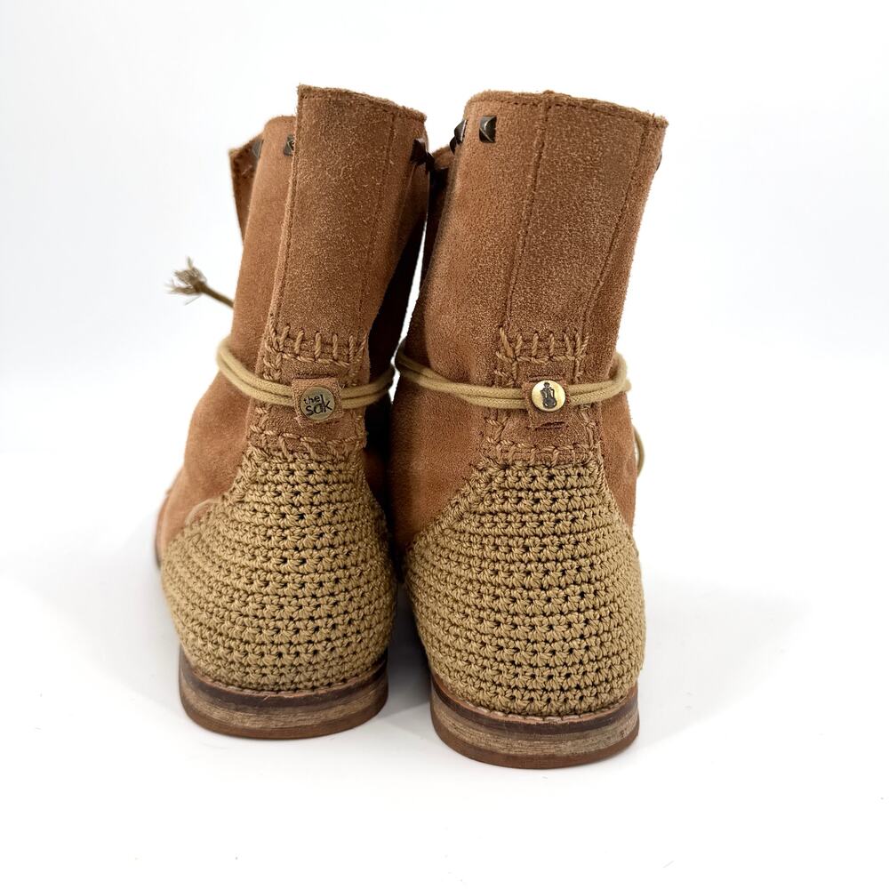 The Sak Tan Genuine Suede Aztec Southwestern Crochet Boots - Picture 5 of 11